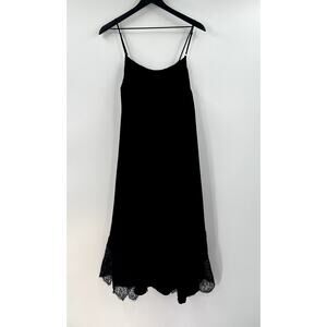 STORIA Midi Black Lace Tank Goth Flowy Boho Romantic Dress Size Medium